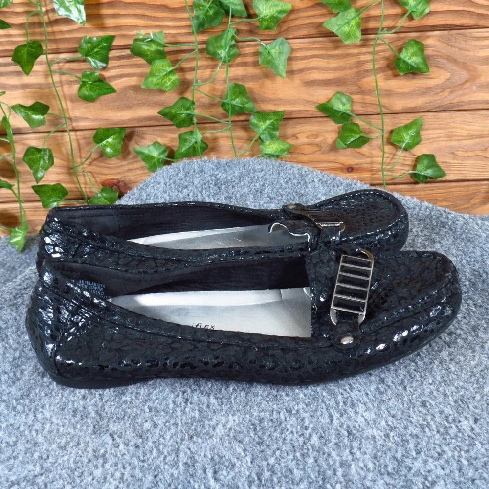 Anne Klein Klarista‎ Women Casual Loafer Size 8 Everyday Black Textured Leather
